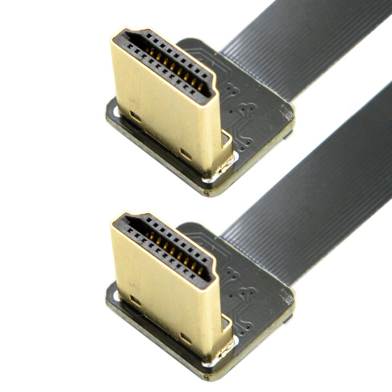 JSER CYFPV Dual 90 Degree Down Angled HDMI Type A Male to Male HDTV FPC Flat Cable 20cm for FPV HDTV Multicopter Aerial Photography - Image 1